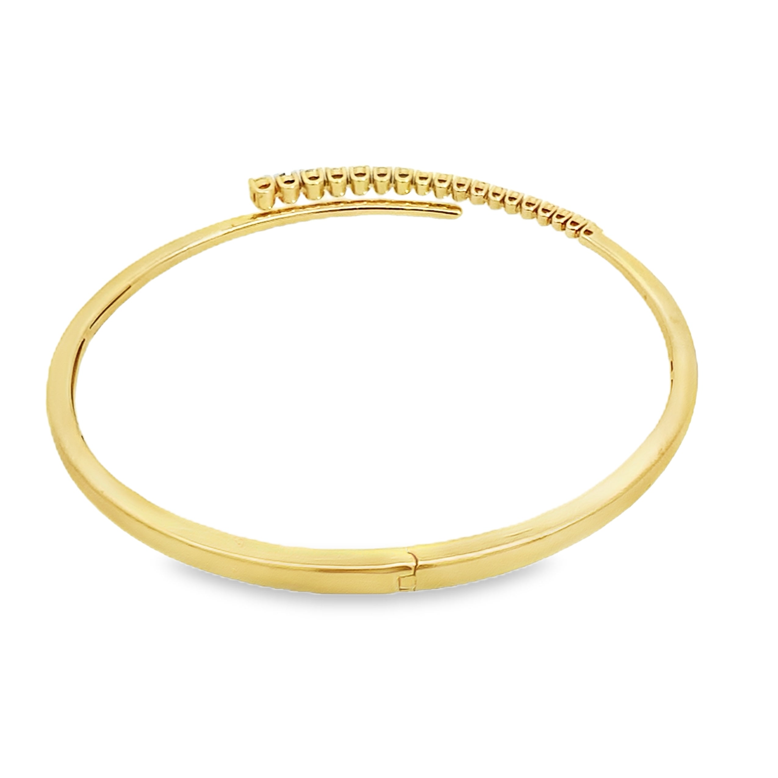 0.50Ct Rd 14K Yellow Gold Diamond Hinged Bangle 7.5Dwt