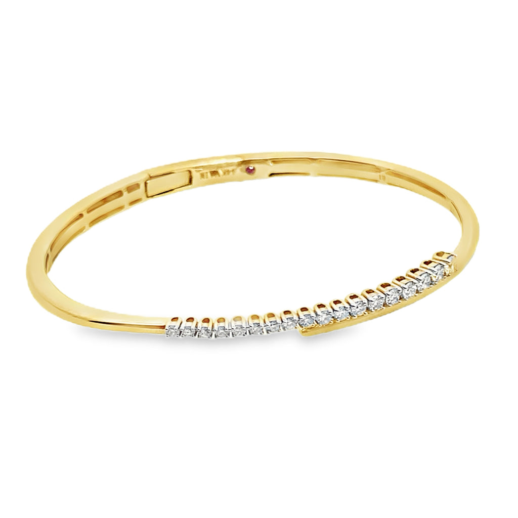 0.50Ct Rd 14K Yellow Gold Diamond Hinged Bangle 7.5Dwt