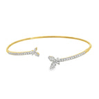 1.0Ct Rd/Mq 14K Yellow Gold Diamond Open Bangle 3.5Dwt