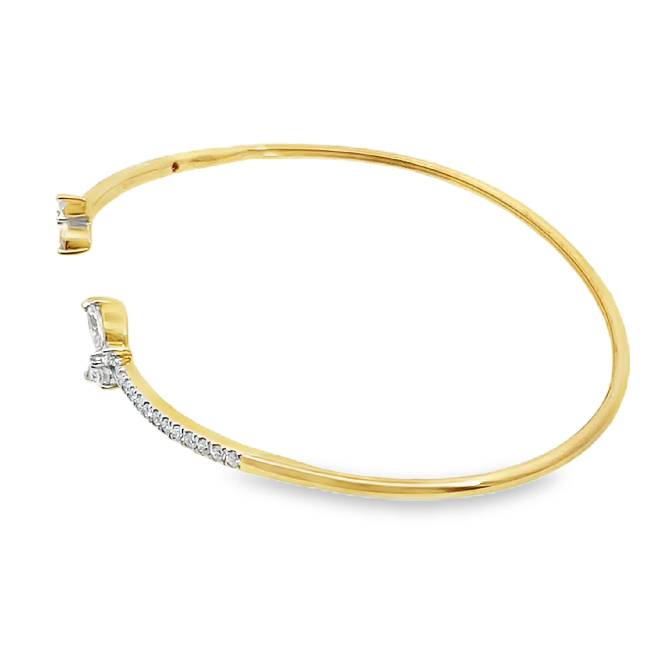 1.0Ct Rd/Mq 14K Yellow Gold Diamond Open Bangle 3.5Dwt