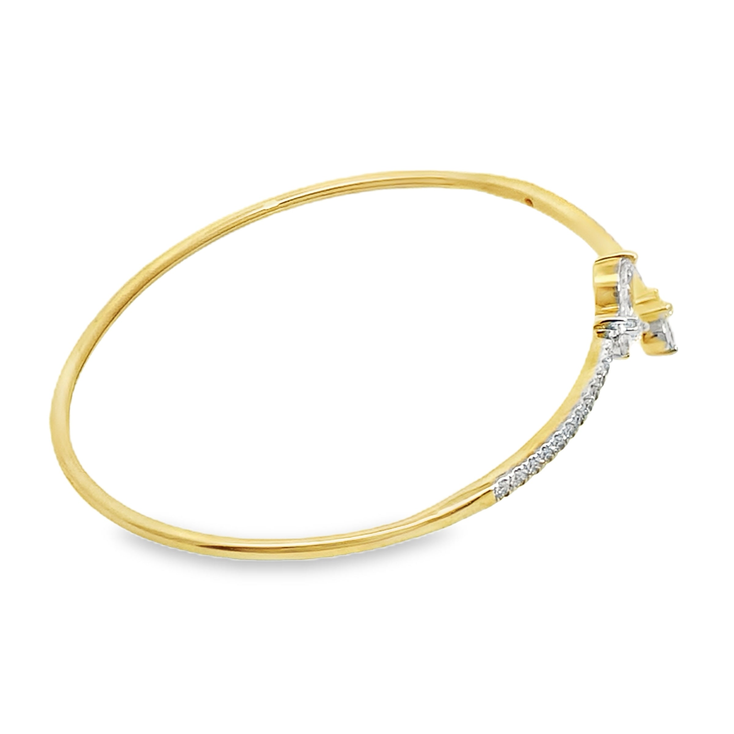 1.0Ct Rd/Mq 14K Yellow Gold Diamond Open Bangle 3.5Dwt