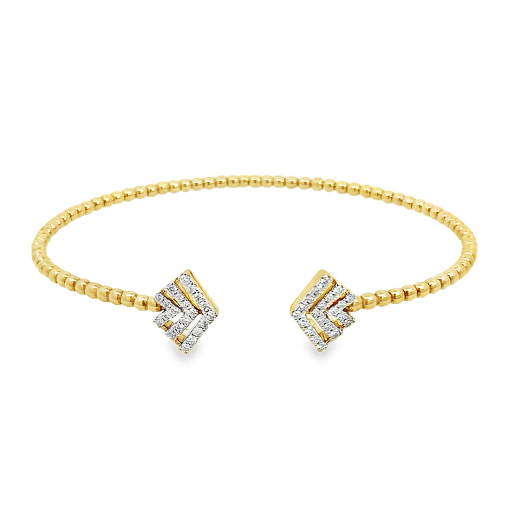 0.25Ct 18K Yellow Gold Rd Diamond Ladies Bangle 3.9Dwt