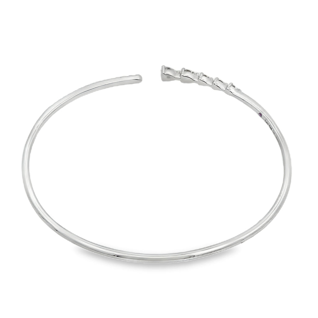 0.65Ct 14K White Gold Rd/Pear Diamond Ladies Bangle 2.4Dwt