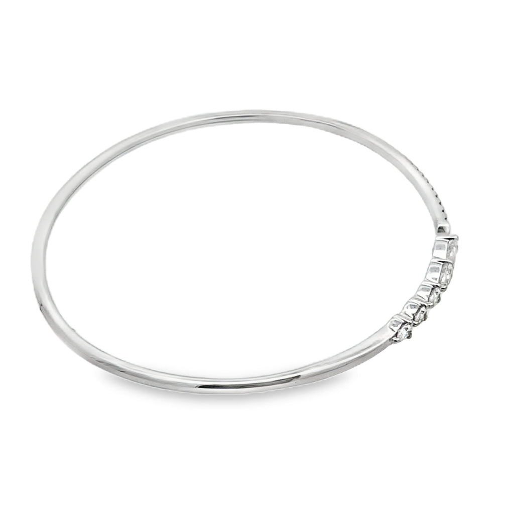 0.65Ct 14K White Gold Rd/Pear Diamond Ladies Bangle 2.4Dwt