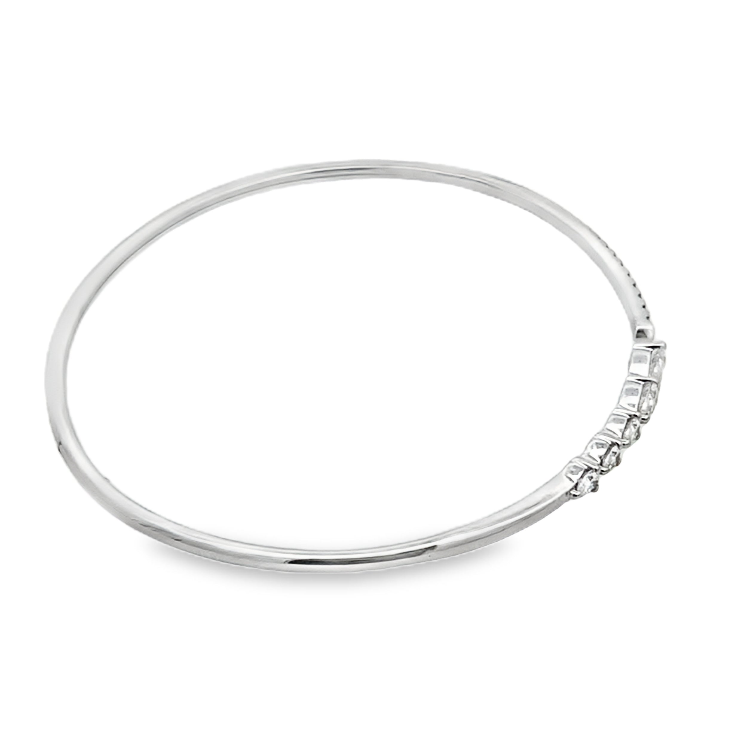 0.65Ct 14K White Gold Rd/Pear Diamond Ladies Bangle 2.4Dwt