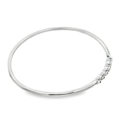 0.65Ct 14K White Gold Rd/Pear Diamond Ladies Bangle 2.4Dwt