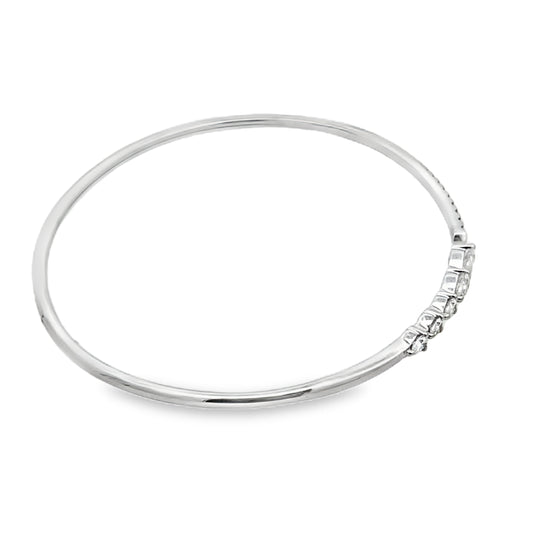 0.65Ct 14K White Gold Rd/Pear Diamond Ladies Bangle 2.4Dwt