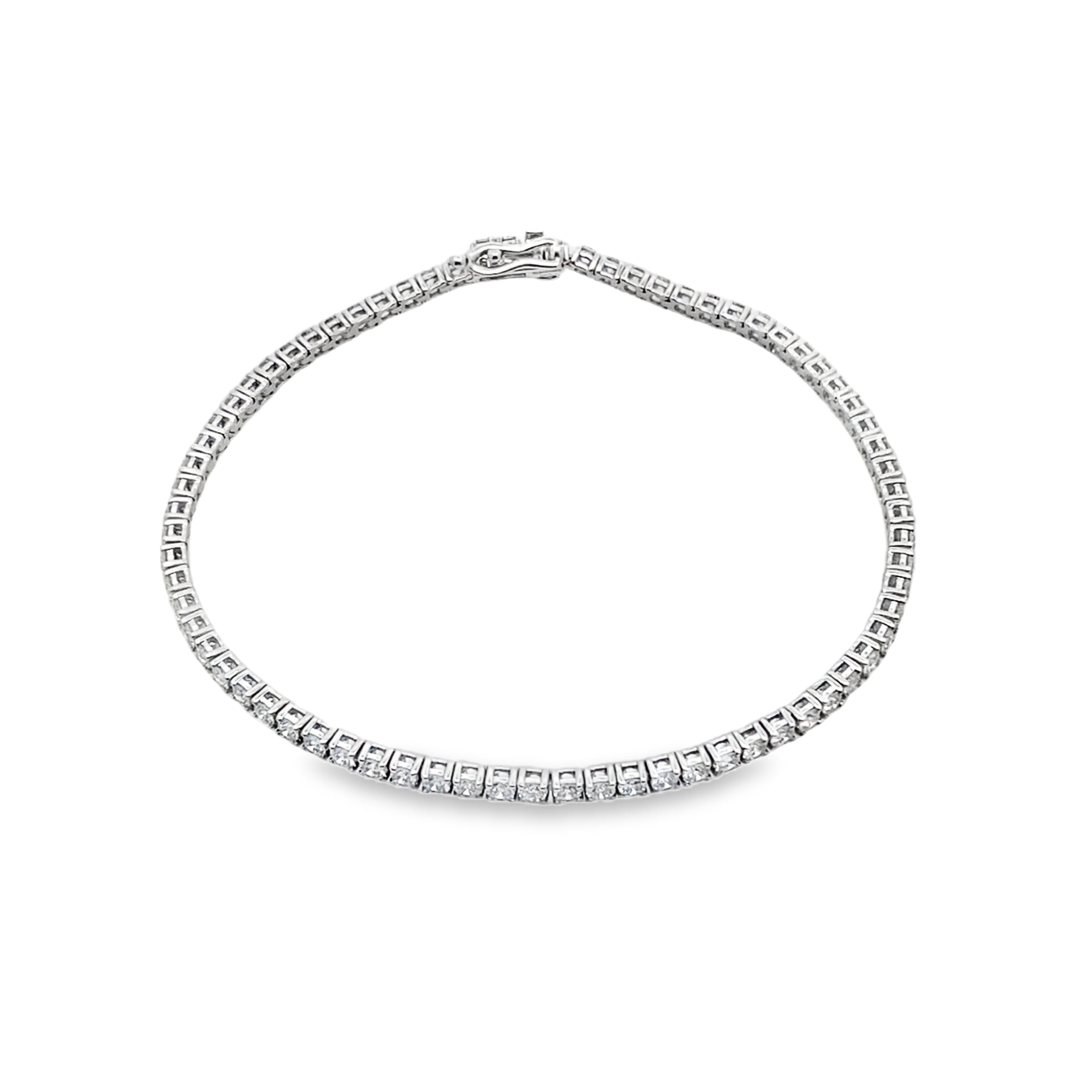 3.00Ct 14K White Gold Lab Grown Diamond Tennis Bracelet 7.0In 4.5Dwt