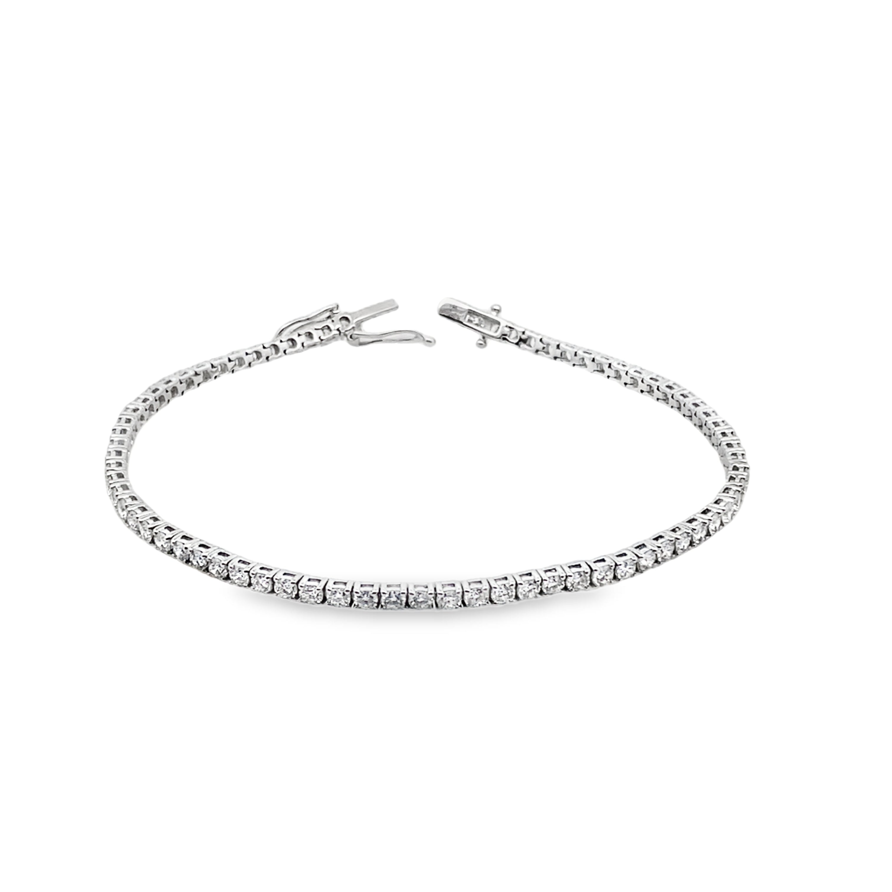 3.00Ct 14K White Gold Lab Grown Diamond Tennis Bracelet 7.0In 4.5Dwt