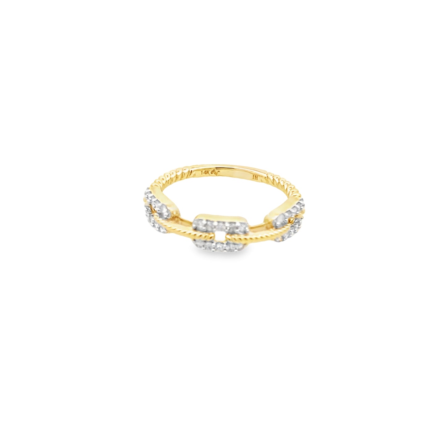 0.25Ctw 14K Yellow Gold Diamond Link Style Ring Size 7 1.3Dwt