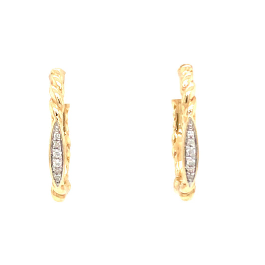 0.05Ctw 14K Yellow Gold Diamond Hoop Earrings 2.5Dwt