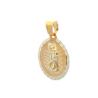 10K Yellow Gold Round San Lazaro Pendant  1 x 3/4Inch