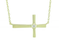 0.02Ctw 14K Yellow Gold Diamond Cross Necklace 18In