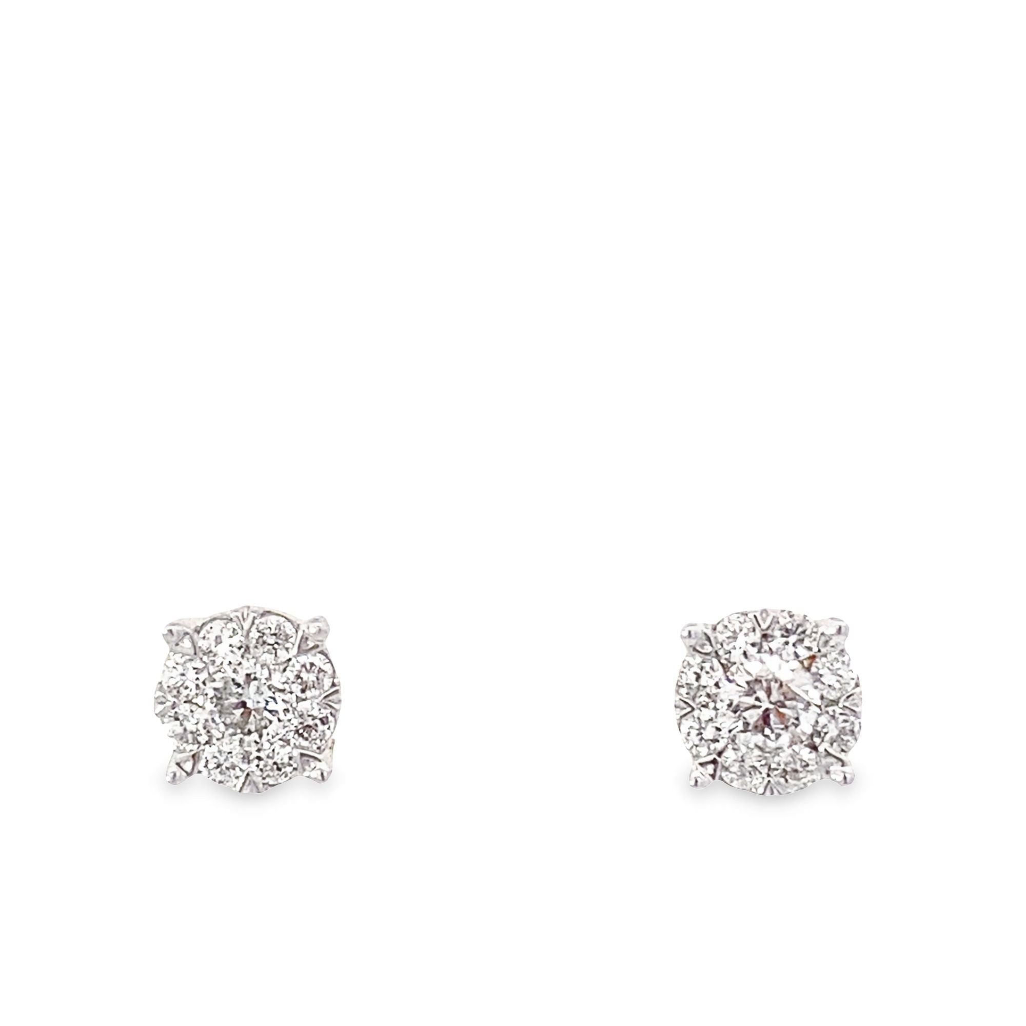 1/2Ctw 14K Yellow Gold Diamond Cluster Stud Earrings