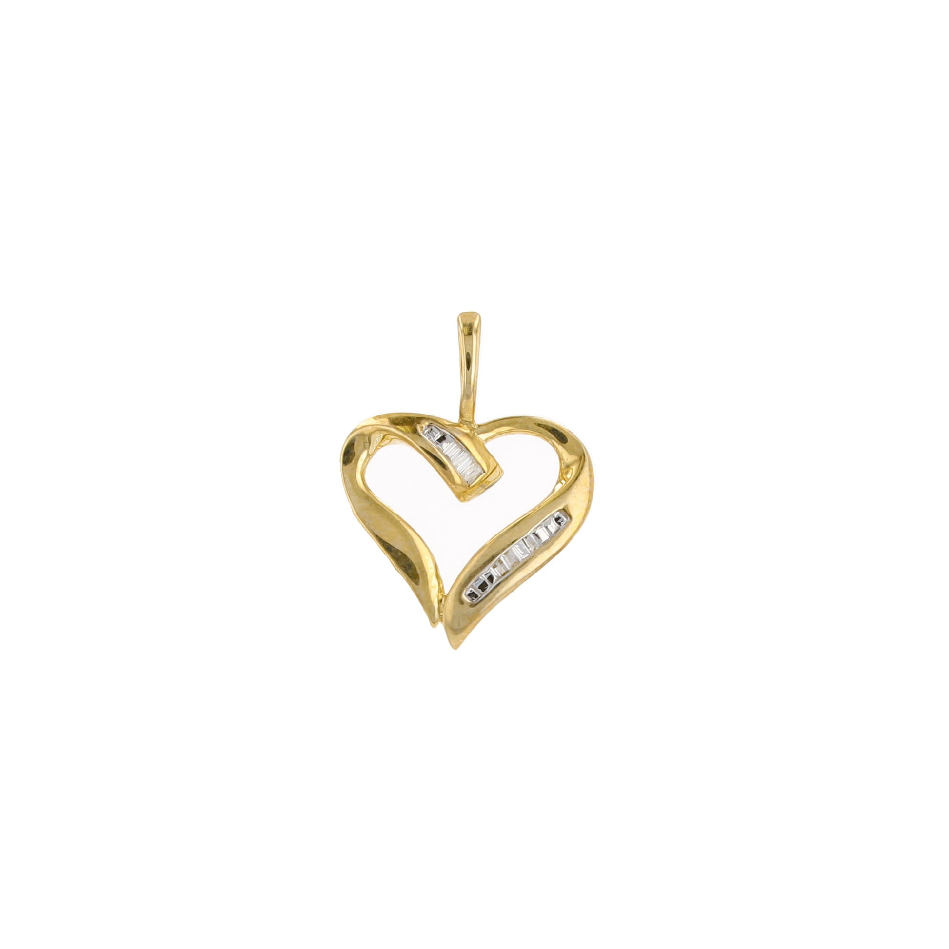0.04Ctw 10K Yellow Gold Diamond Heart Pendant 0.8Dwt