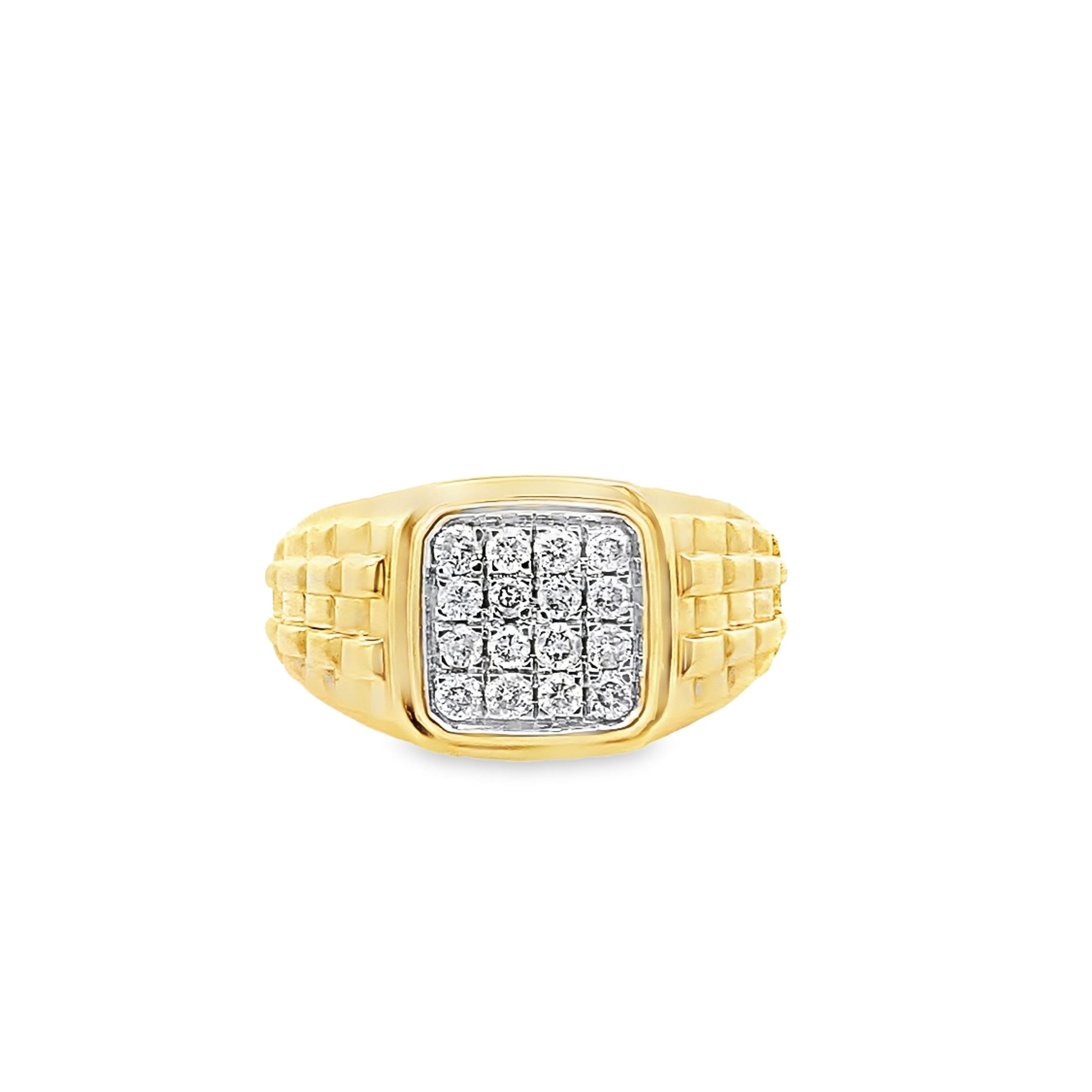 0.50Ctw 10K Yellow Gold Diamond Fashion Mens Ring Size 10 4.5Dwt