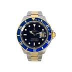 Pre-Owned 2002 Rolex Submariner Model: 16613 Blue Dial Blue Aluminium Bezel 18K&Ss Oyster Links