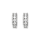 14K White Gold Diamond Small Hoop Earrings 3.5Dwt