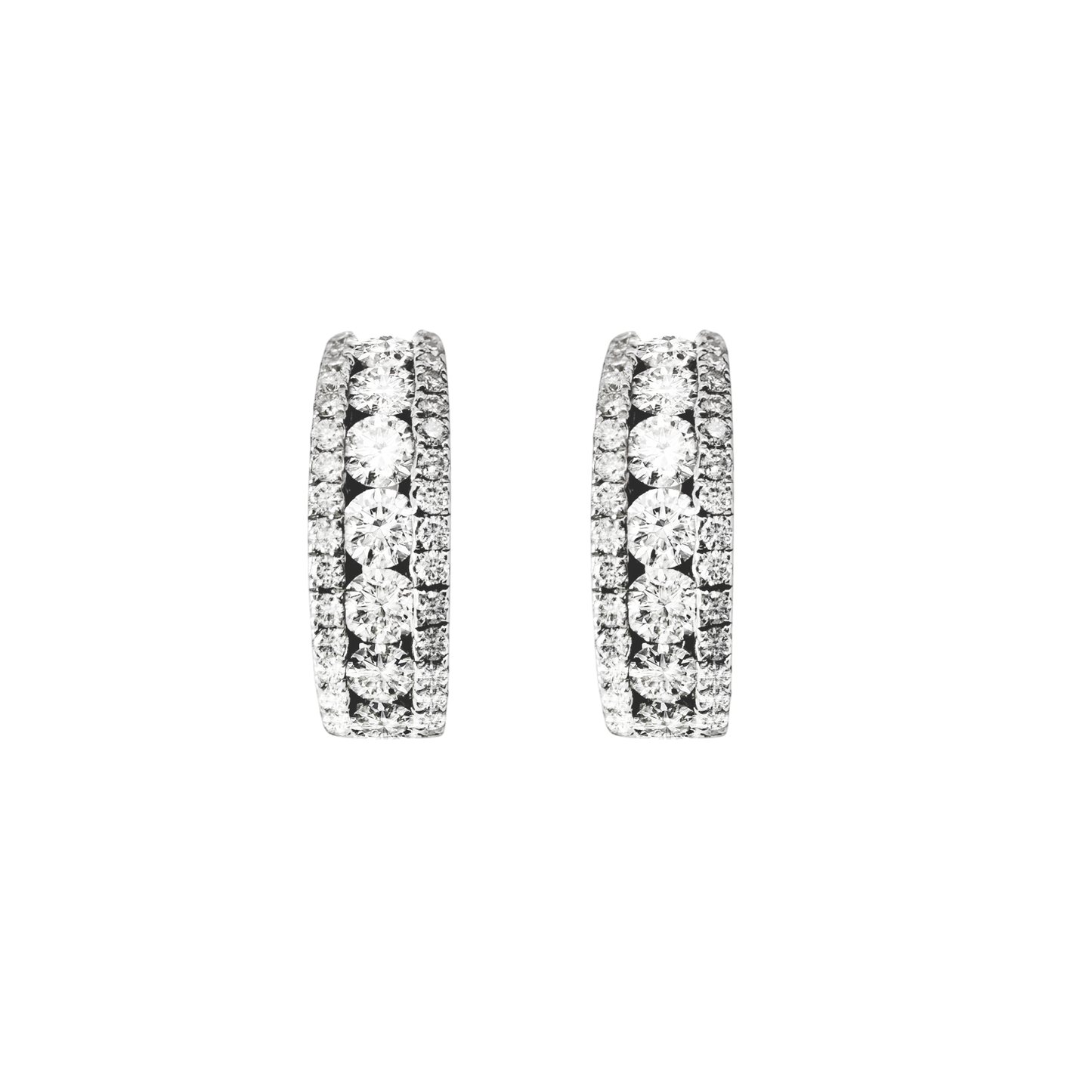 14K White Gold Diamond Small Hoop Earrings 3.5Dwt