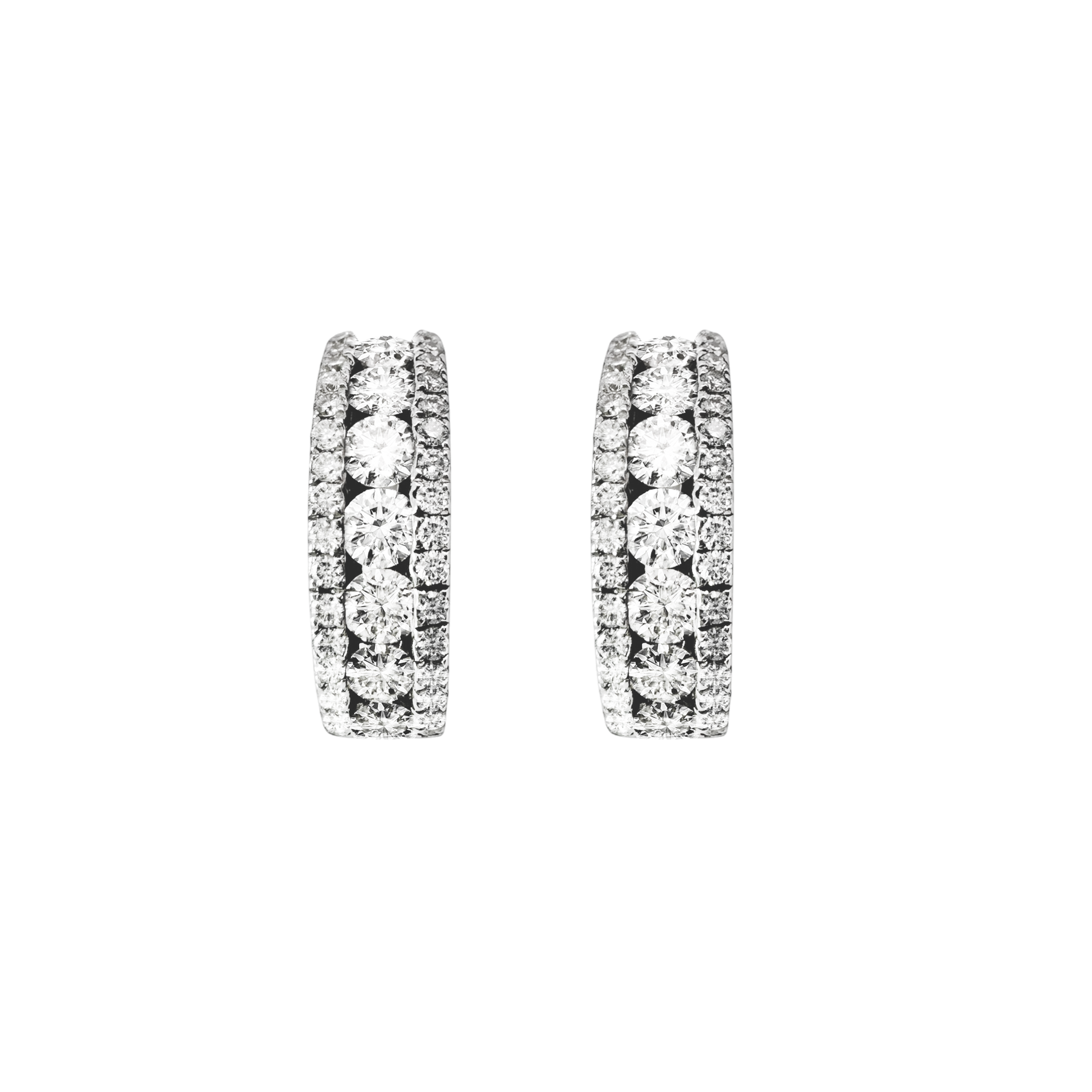 14K White Gold Diamond Small Hoop Earrings 3.5Dwt