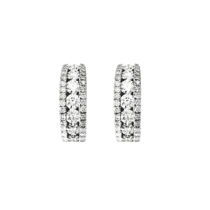 14K White Gold Diamond Small Hoop Earrings 3.5Dwt