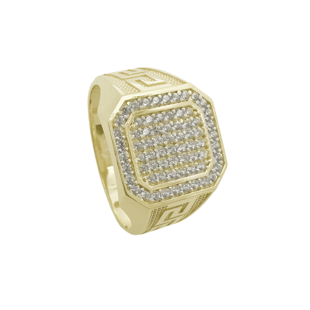10K Yellow Gold Mens Cz Ring Size 12 3.8Dwt