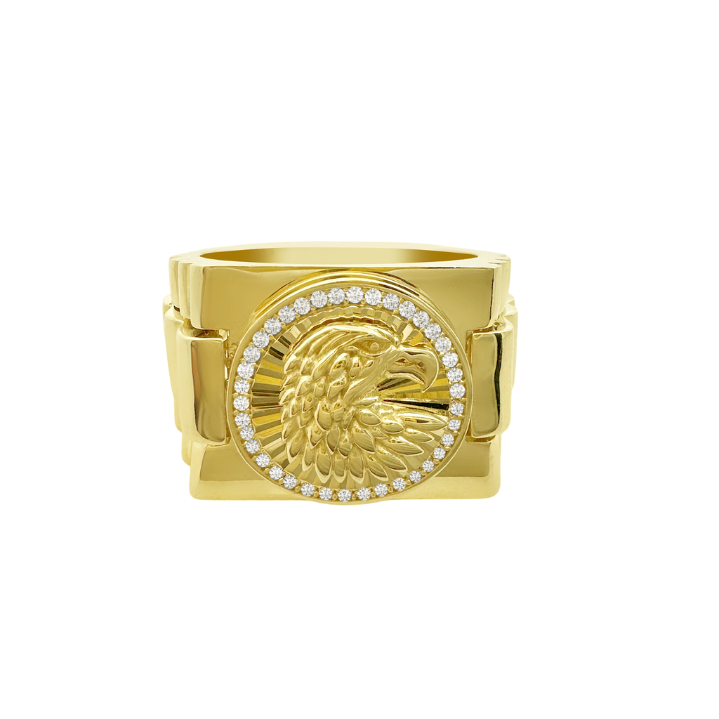 10K Yellow Gold Cz Eagle Style Fashion Ring Mens Size 12.5 9.3Dwt
