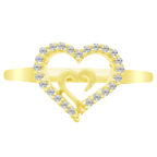 0.06Ctw 10K Yellow Gold Diamond Heart Fashion Ring Size 7 1.1Dwt
