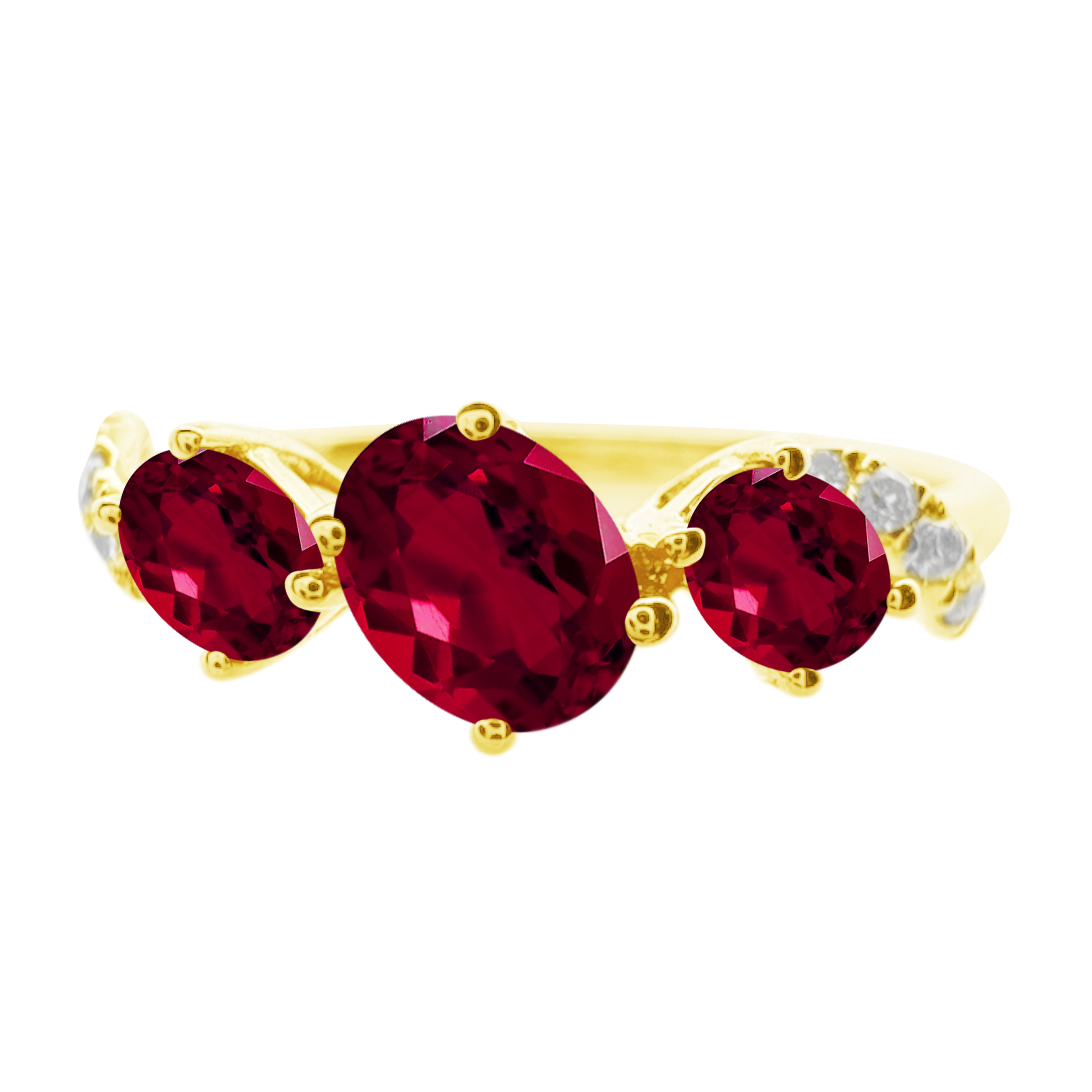 0.35Ct Dia 0.38Ct Ru 14K Yellow Gold Dia & Ruby Fashion Ring Size 7 1.3Dwt