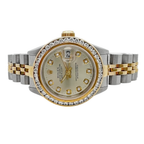 Pre-Owned 1996 Rolex Datejust 26Mm 18K Stainless Steel Two Tone Watch With Diamond Dial And Diamond Bezel Model:69173