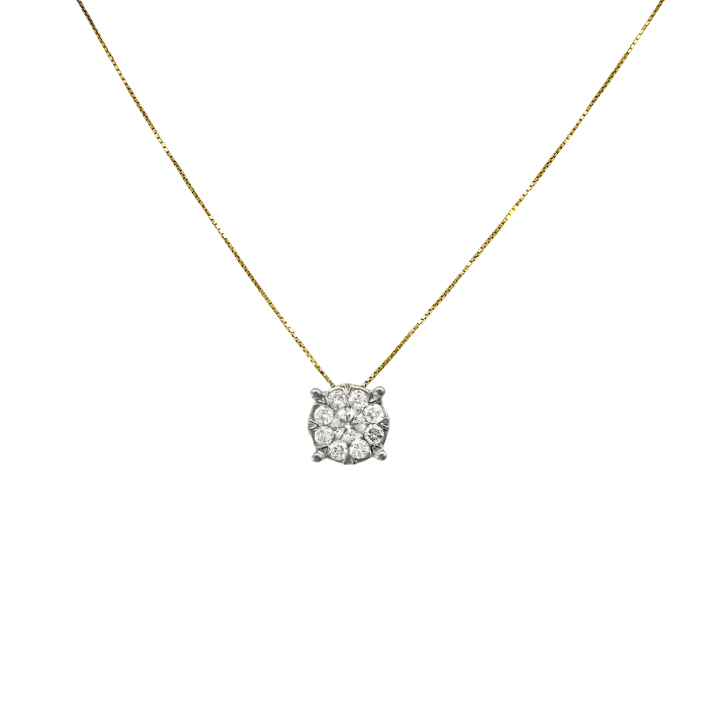 0.75Ctw 14K Yellow Gold Diamond Box Link Necklace 18In 1.7Dwt
