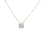 0.75Ctw 14K Yellow Gold Diamond Box Link Necklace 18In 1.7Dwt