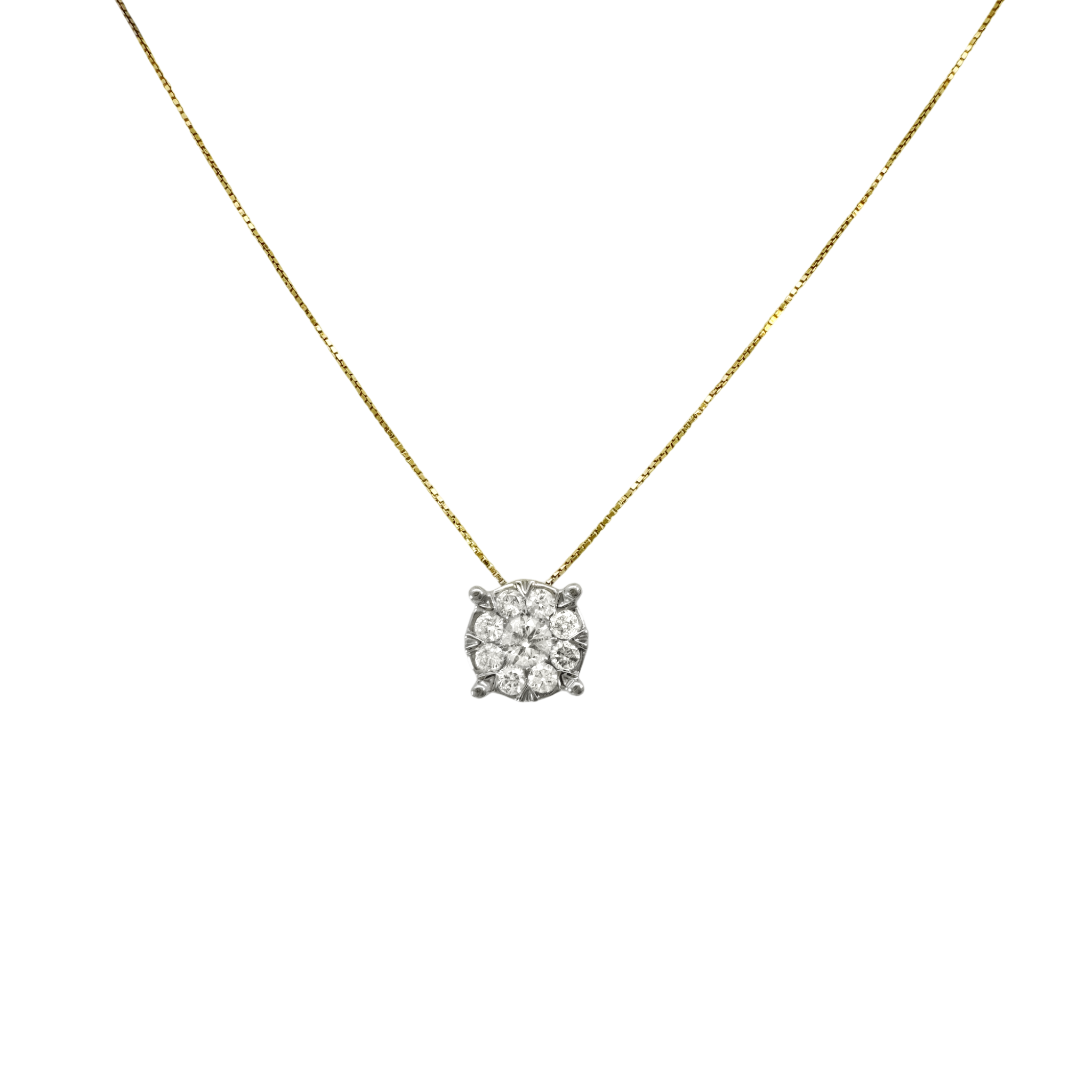 0.75Ctw 14K Yellow Gold Diamond Box Link Necklace 18In 1.7Dwt
