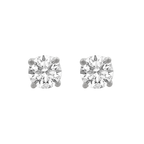 14K White Gold Diamond Solitaire Stud Earrings -4 Prong Basket