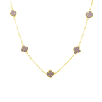10K Yellow Gold Pink Flowers Necklace 18In 4Dwt