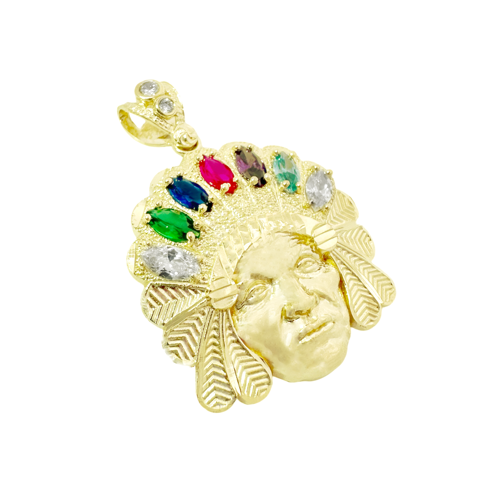 10K Yellow Gold Indian Chief Pendant 3.3Dwt