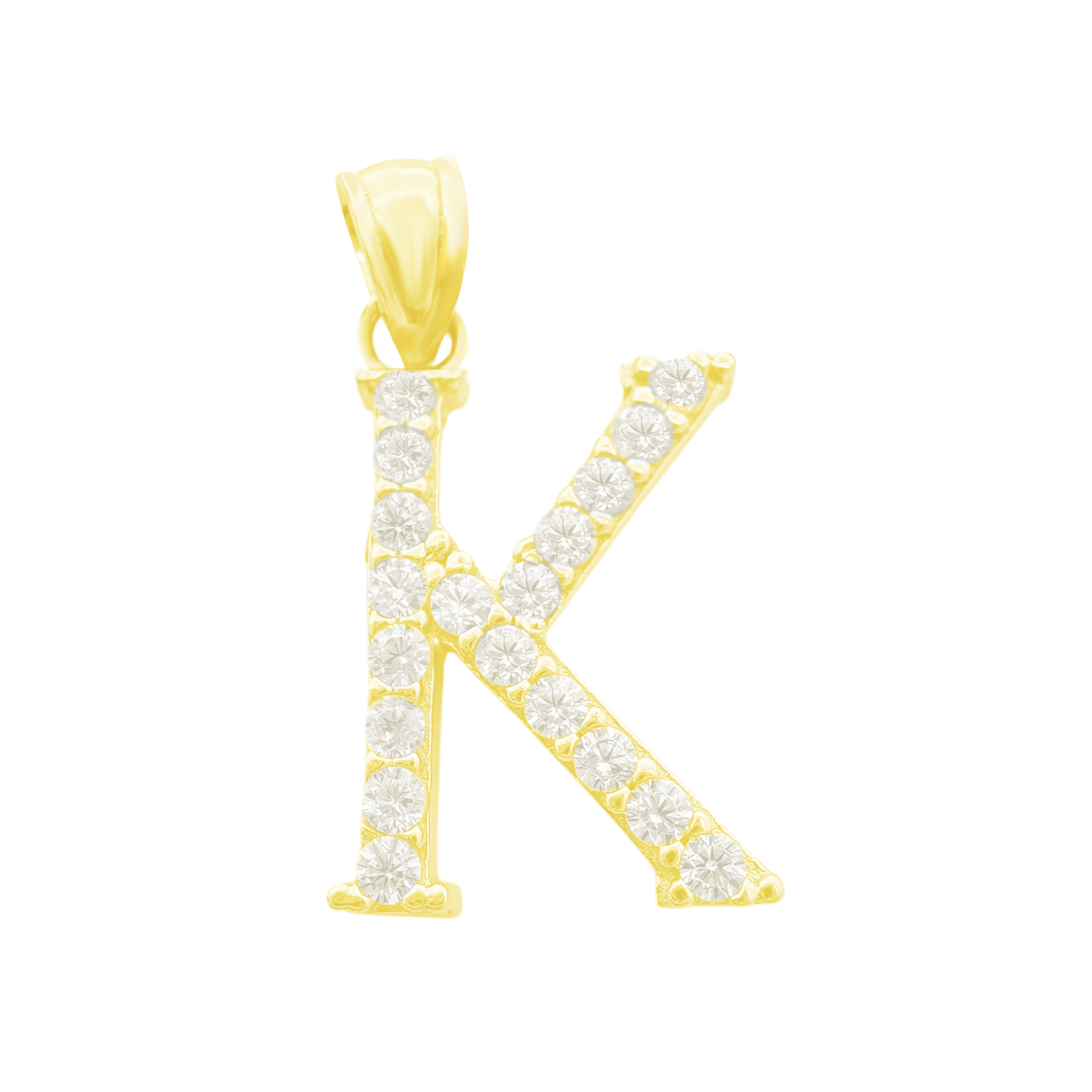 10K Yellow Gold Cubic Zirconia Letter "K" Pendant 0.5Dwt