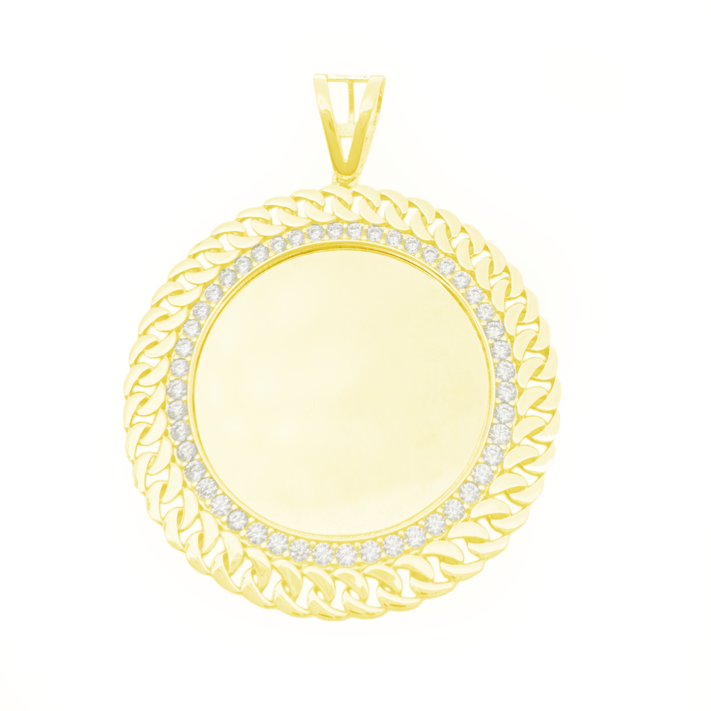 10K Yellow Gold Free Form Style Mirror W/ Cz Charm 8.3Dwt