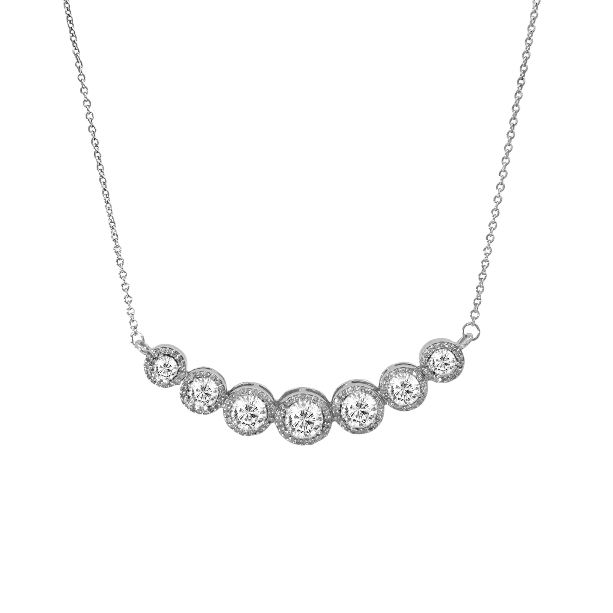 14K White Gold Diamond Necklace 16In 3.0Dwt