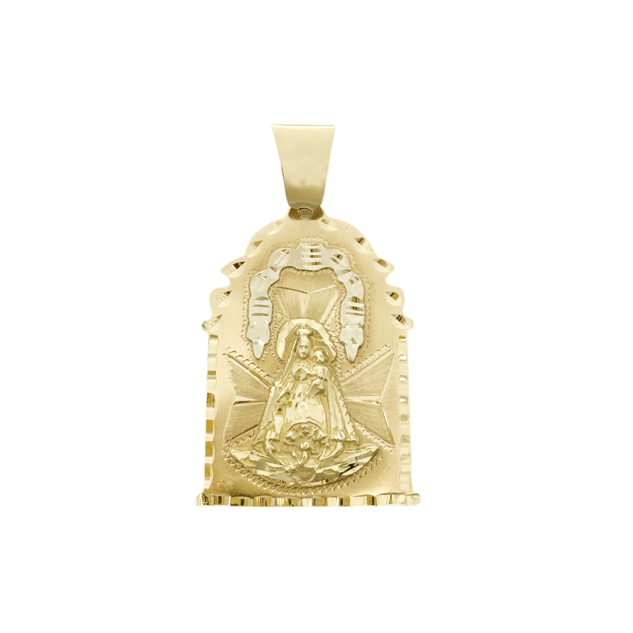 10K Two Tone Gold Caridad Del Cobre Pendant 7.8Dwt
