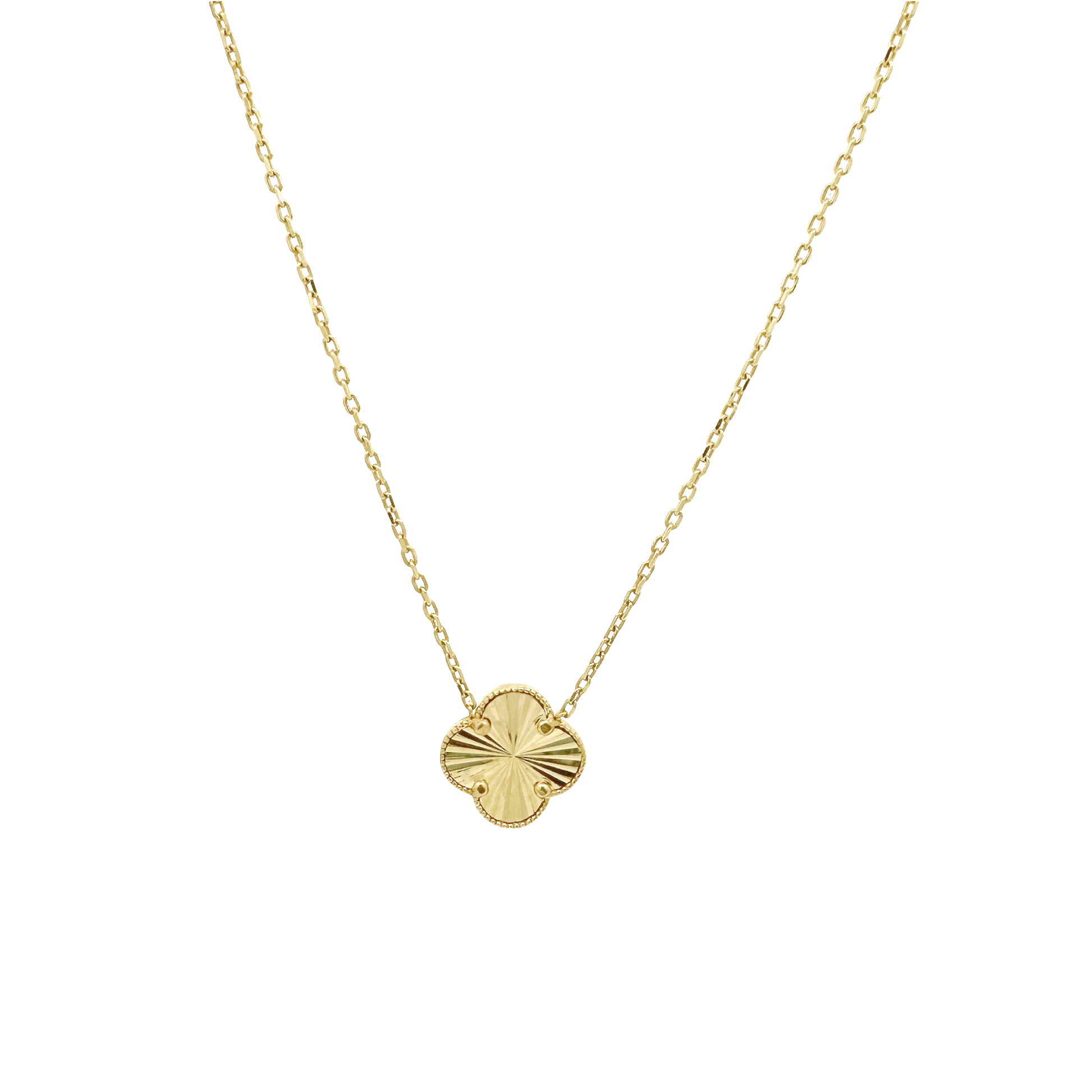 14K Yellow Gold One Flower Necklace 17In 2.5Dwt