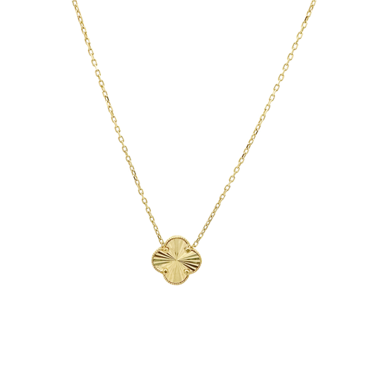 14K Yellow Gold One Flower Necklace 17In 2.5Dwt