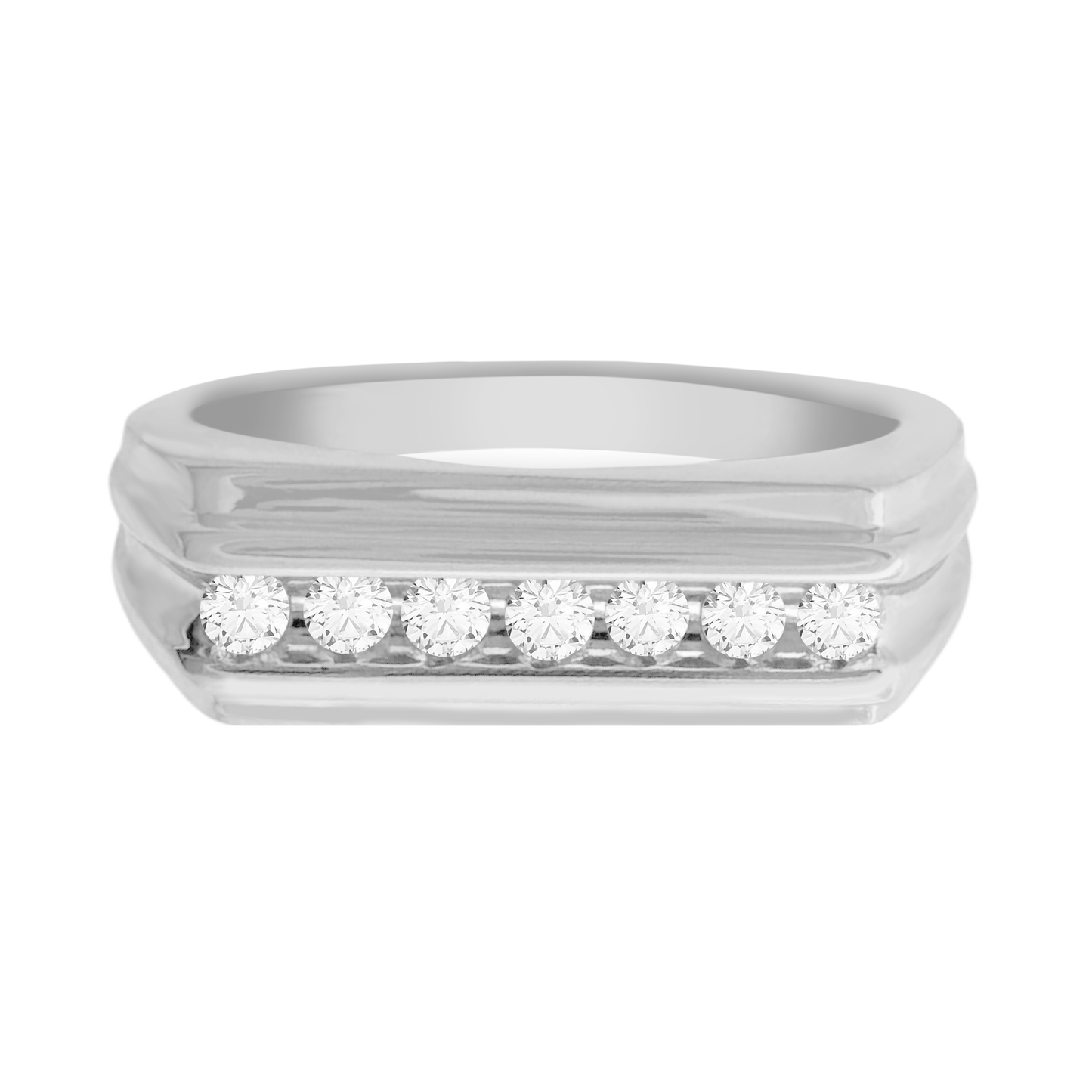 14K White Gold Diamond Wedding Band Ring Size 10 3.9Dwt