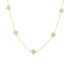 10K Yellow Gold White Flowers Necklace 17in 3.1Dwt