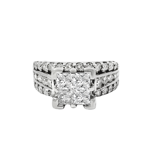 10K White Gold Diamond Engagement Ring Size 6 4.5Dwt