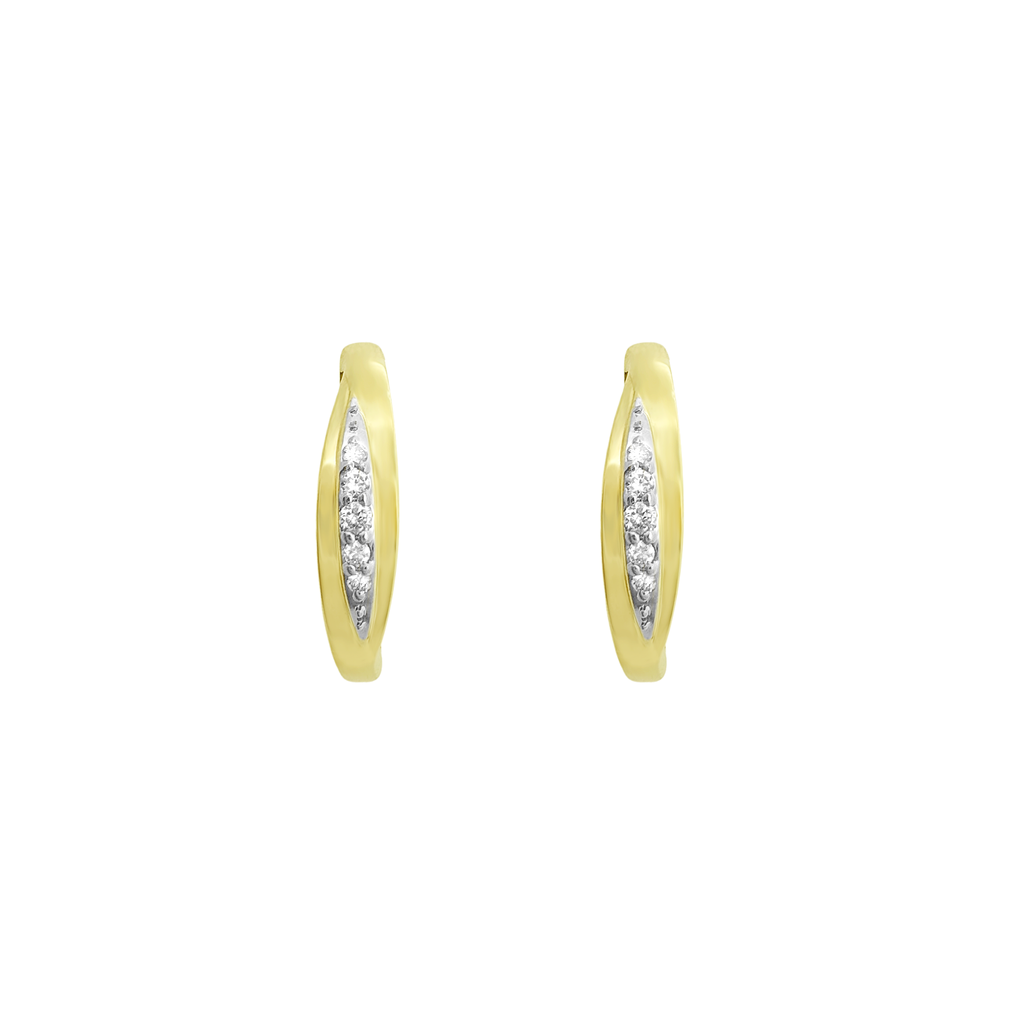 10K Yellow Gold Diamond Hoop Earrings 3.0Dwt