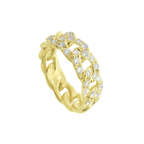 14K Yellow Gold Diamond Cuban Link Ring Size 7 4.3Dwt