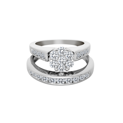 10K White Gold Diamond Wedding Set Ring Size 5.5 3.8Dwt