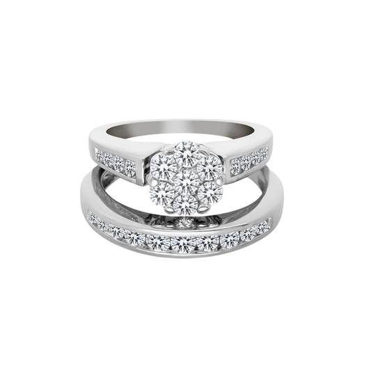 10K White Gold Diamond Wedding Set Ring Size 5.5 3.8Dwt