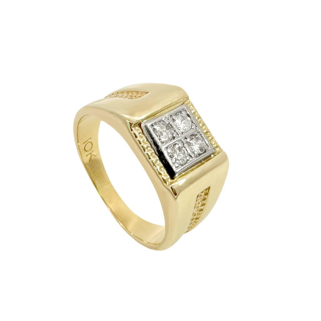 10K Yellow Gold Mens Diamond Fashion Ring Size 8 4.0Dwt